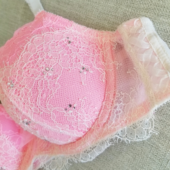 Victoria's Secret Vintage Dream Angels Rhinestone Crystal Lace up Lined Demi Bra - Picture 10 of 16